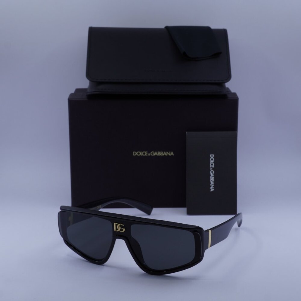 Dolce & Gabbana DG6177 501/87 Shield Sunglasses - Black / Dark Grey